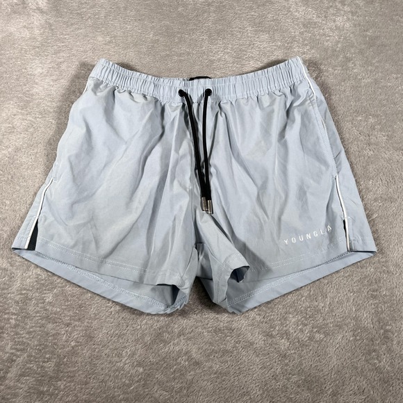 YoungLA Other - YoungLA Shorts Mens Medium Light Blue Lined Mesh Athletic Drawstring Zip Pocket